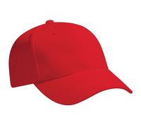 Beechfield Men's Pro-Style Heavy Brushed Cotton Baseball Cap Headwear Pack of 2 in Red Beechfield Red One Size