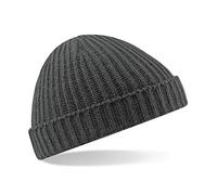 Beechfield Trawler Beanie – Unisex Retro Winter Hat – Smoke Grey – One Size