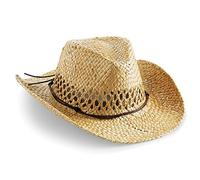 Beechfield Unisex Straw Cowboy Hat (One Size) (Natural)