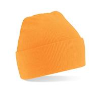 Beechfield Unisex Turn-up Beanie / Baseball Cap – Fluorescent Orange – One Size