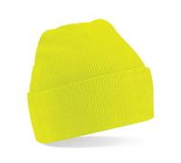 Beechfield Unisex Turn-up Beanie, Fluorescent Yellow Baseball Cap, Yellow (Fluorescent Yellow), One Size