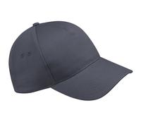 Beechfield Men's Ultimate 5 Panel Baseball Cap Pack of 2 in Mid Grey Beechfield Mid Grey One Size