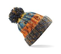 Beechfield Unisex Adults Corkscrew Knitted Pom Beanie Hat, Multicolour (Retro Blue 000), One (Size:One Size)
