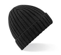 Beechfield Unisex Winter Chunky Ribbed Beanie Hat (One Size) (Black)