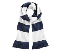 Beechfield Varsity Unisex Winter Scarf (Double Layer Knit) (One Size) (French Navy/White)