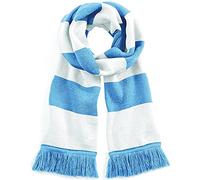Beechfield Varsity Unisex Winter Scarf (Double Layer Knit) (One Size) (Sky Blue/White)