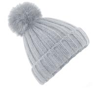 Beechfield Verbier Faux Fur Pom Pom Beanie in Light Grey Beechfield Light Grey One Size