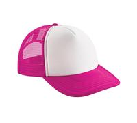 Beechfield Trucker Cap Vintage Plain Snap-Back Classic Retro Style Fuchsia/White