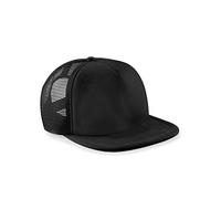 Beechfield Vintage Plain Snap-Back Trucker Cap - Classic Retro Style Hat Black/Black