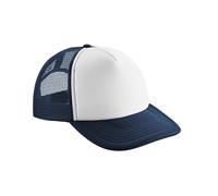 Beechfield Vintage Plain Snap-Back Trucker Cap - Classic Retro Style Hat French Navy/White