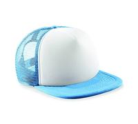 Beechfield Vintage Plain Snap-Back Trucker Cap - Classic Retro Style Hat Sky Blue/White