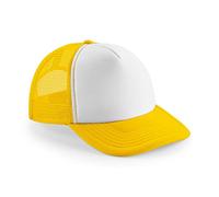 Beechfield Vintage Plain Snap-Back Trucker Cap - Classic Retro Style Hat Yellow/White