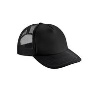 Beechfield Vintage Plain Snap-Back Trucker Cap - Classic Retro Style Hat Black/Black