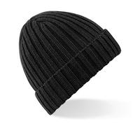 Beechfield Women's Chunky Ribbed Winter Beanie Hat in Black Beechfield Black One Size