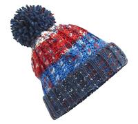 Beechfield Women's Corkscrew Pom Pom Beanie in Blue Beechfield Blue One Size