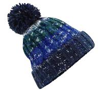 Beechfield Women's Corkscrew Pom Pom Beanie in Blue Beechfield Blue One Size