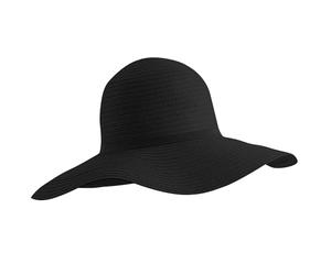Beechfield Womens/Ladies Marbella Wide Brim Sun Hat (One Size) (Black)