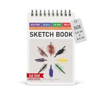 Beechmore Books 5.6"x8.5" Sketchbook - 140 GSM Acid-Free Paper, 100 Perforated Pages, A5 Art Sketch Pad for Drawing & Sketching, Artists & Adults