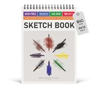 BEECHMORE BOOKS 9x12 Sketchbook - 140 GSM Acid-Free Paper, 100 Perforated Pages, A4 Art Sketch Pad for Drawing & Sketching, Artists & Adults