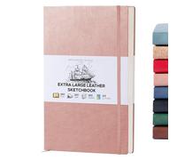 Beechmore Books A3 Sketchbook - 11.7x16.5 Premium Vegan Leather Bound Extra Large Sketch Book Hardcover, 160gsm 160 Perforated Ivory Pages, Blank Sketch Pad, Gift Boxed, Back Pocket, Ribbon Bookmark