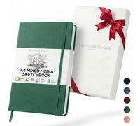 Beechmore Books A4 Mixed Media Sketchbook - 8.5x11 Hardcover Lay-Flat Art Journal, 160 GSM / 98 lb Professional Ivory Paper, 156 Perforated Pages, Gift Box, Ink, Drawing and Light Watercolor