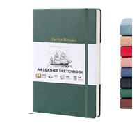 Beechmore Books A4 Personalised Sketchbook - 8.5x11 Premium Vegan Leather Bound Large Sketch Book Hardcover with 156 Thick 160gsm Perforated Ivory Pages, Gift Boxed, Back Pocket, Ribbon Bookmark