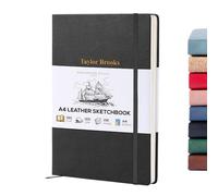 Beechmore Books A4 Personalised Sketchbook - 8.5x11 Premium Vegan Leather Bound Large Sketch Book Hardcover with 156 Thick 160gsm Perforated Ivory Pages, Gift Boxed, Back Pocket, Ribbon Bookmark