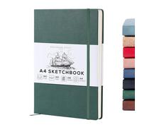 Beechmore Books A4 Sketchbook - 8.5x11 Premium Vegan Leather Bound Large Sketch Book Hardcover with 156 Thick 160gsm Perforated Ivory Pages, Blank Sketch Pad, Gift Boxed, Back Pocket, Ribbon Bookmark