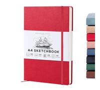 Beechmore Books A4 Sketchbook - 8.5x11" Premium Vegan Leather Bound Large Sketch Book Hardcover With 156 Thick 160gsm Perforated Ivory Pages, Blank Sketch Pad, Gift Boxed, Back Pocket, Ribbon Bookmark