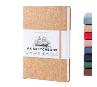 Beechmore Books A4 Sketchbook - 8.5x11" Premium Vegan Leather Bound Large Sketch Book Hardcover With 156 Thick 160gsm Perforated Ivory Pages, Blank Sketch Pad, Gift Boxed, Back Pocket, Ribbon Bookmark