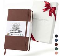 Beechmore Books A5 Mixed Media Sketchbook - 5.8x8.3 Hardcover Lay-Flat Art Journal, 160 GSM / 98 lb Professional Perforated Paper, Gift Box, for Drawing, Ink and Light Watercolor