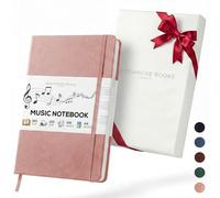 Beechmore Books Blank Sheet Music Notebook - A4 8.5”x11.5” for Songwriters, Musicians & Composers,156 Thick 120gsm Pages,10-Staff Perforated Sheets, Vegan Leather Hardcover, Elastic Closure, Gift Box