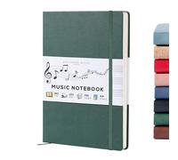 Beechmore Books Blank Sheet Music Notebook - A4 8.5x11.5 for Songwriters, Musicians & Composers, 156 Thick 120gsm Pages, 10-Staff Perforated Sheets, Vegan Leather Hardcover, Elastic Closure, Gift Box