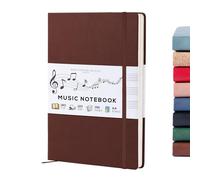 Beechmore Books Blank Sheet Music Notebook - A4 8.5x11.5 for Songwriters, Musicians & Composers, 156 Thick 120gsm Pages, 10-Staff Perforated Sheets, Vegan Leather Hardcover, Elastic Closure, Gift Box