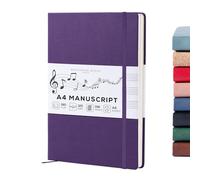 Beechmore Books Blank Sheet Music Notebook - A4 8.5x11.5 for Songwriters, Musicians & Composers, 156 Thick 120gsm Pages, 10-Staff Perforated Sheets, Vegan Leather Hardcover, Elastic Closure, Gift Box