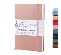 Beechmore Books Personalised Manuscript Paper Notebook - A4 Rose | Premium 10-Staff Music Book Hardcover Vegan Leather 120gsm Professional Staves Pad | Gift Box For Musicians, Students & Songwriters