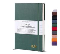 Beechmore Books Ruled Journal Notebook - XL A4 Green 160 Lined Pages 8.5 x 11.5 | Monogram Leather Daily Journals For Writing - Thick 120gsm Cream Paper | Gifts for Men, Women
