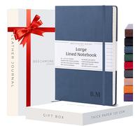 Beechmore Books Ruled Journal Notebook - XL A4 Red 160 Lined Pages 8.5 x 11.5 | Monogram Leather Daily Journals For Writing - Thick 120gsm Cream Paper | Gifts for Men, Women