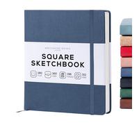 Beechmore Books Square Mixed Media Sketchbook - 8x8 Inch Professional Art Journal, 160 GSM / 98 lb Ivory Paper, Perforated Pages, Vegan Leather Hardcover, Lay-Flat Design for Drawing & Doodling