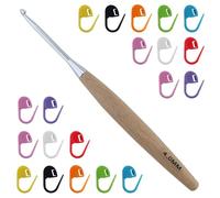 Beechwood 4.0 mm Crochet Hook with 20pcs Stitch Markers, Metal Crochet Hooks Soft Grip, Ergonomic Crochet Hook, Lightweight Crochet Hooks for Arthitic Hands, Hand-Warm Crochet Needle 7/0 UK Size