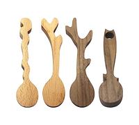Beechwood Black Walnut Wood Whittling Spoon Blanks, 3/4 Cute Shapes Spoon Carving Kit for Beginner DIY Carving (4 pcs)