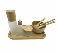 BEECO GIF2U - Bamboo Face Mask Mixing Bowl Set, 8 Pieces, DIY Face Mask Mixing Tool Kit with Face Mask Bowl, Spatula, Spa