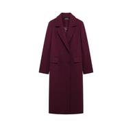 Beedleworld Elegant Burgundy Wool Blend Trench Coat for Women - Double-Breasted Long Winter Coat with Lapel Collar(S)