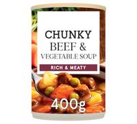 Beef and vegetable soup, RICH & MEATY Made with beef and chunky chopped fresh root vegetables 400g