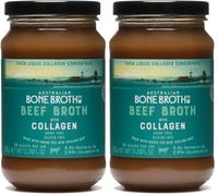Beef Broth with Collagen Concentrate - Instant bone broth beverage boosted with grass-fed collagen. Halal Broth. Gluten Free, Preservative Free No spices or herbs. 375 gram Jar (Pack of 2)