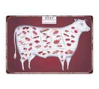 Beef Cuts Posters Metal Tin Signs Cooking Guide Diagram Wall Decor Home Room Restaurant Market Kitchen Decor Vintage Butcher Cuts Poster Aluminum Plaque 8x12 Inch