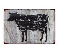 Beef Cuts Posters Metal Tin Signs Cooking Guide Diagram Wall Decor Home Room Restaurant Market Kitchen Decor Vintage Butcher Cuts Poster Aluminum Plaque 8x12 Inch