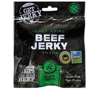 Beef Jerky by Get Jerky Trailhead, Black Pepper Flavour, Multipack of 6 x 40g bags, Dried Meat Snack, High Protein Snacks for Gym, Fitness, Outdoor, Hiking - Gluten Free & Made with Premium Welsh Beef