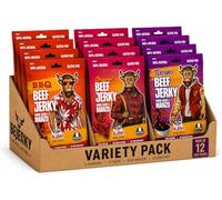Beef Jerky High Protein Dried Meat Snacks (12 x 25G) - Variety Pack