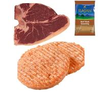 Beef T-Bone & Beef Burger 1kg Bundle with Rajah Seasoning | Premium Pack for BBQ, Grilling & Roasting | Juicy, Tender, and Perfectly Seasoned Combo